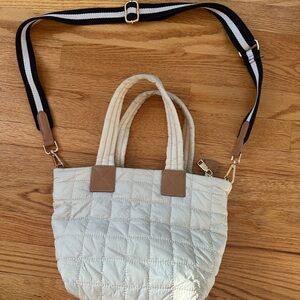 Shiraleah Cream Quilted Tote with Adjustable Strap